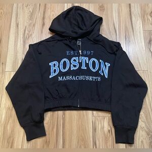 Forever 21 Black Zip Hoodie Boston Massachusetts Size Medium Gently Used